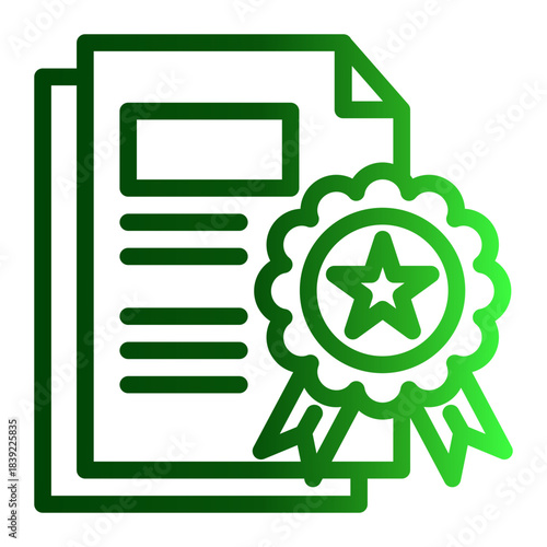 Degree Certificate Contract Patent Icon from Curriculum Vitae Icon Collection (Outline Gradient style)