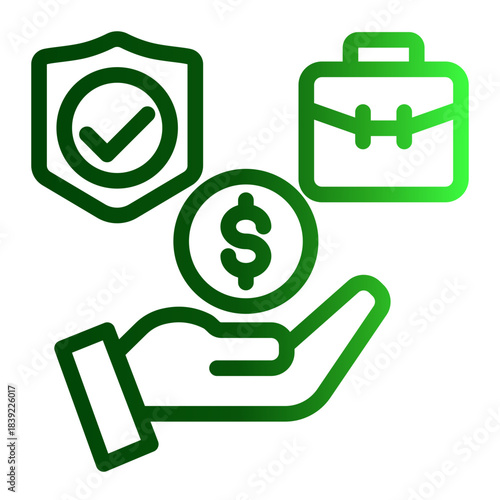 Employee Benefits Salary Insurance Icon from Curriculum Vitae Icon Collection (Outline Gradient style)