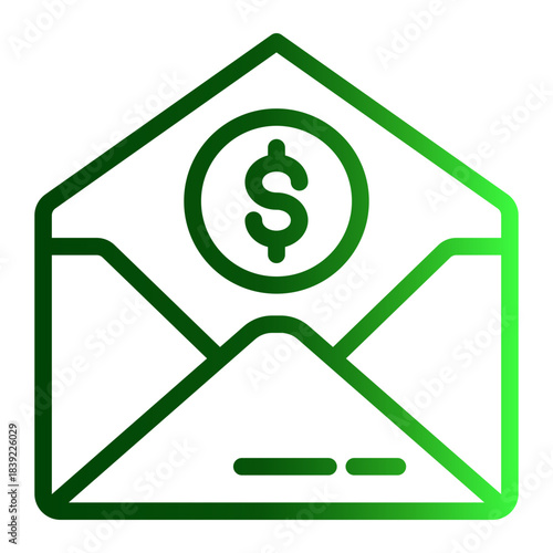 Business Money Deposit Envelope Icon from Curriculum Vitae Icon Collection (Outline Gradient style)