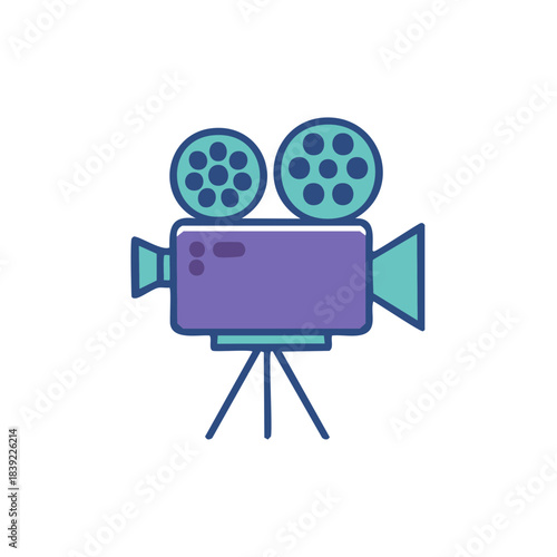 Cartoon film camera vector illustration for cinema or movie themes