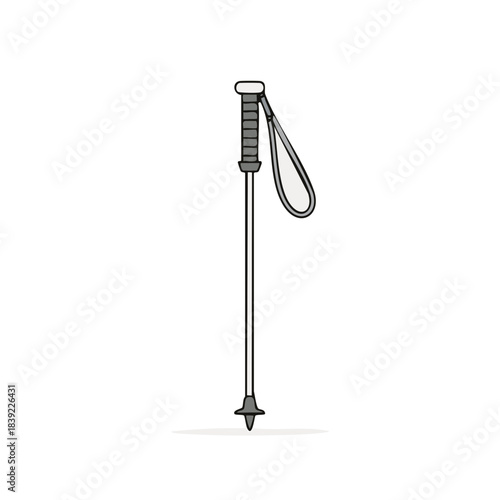 Single trekking pole equipment for walking or hiking isolated on white