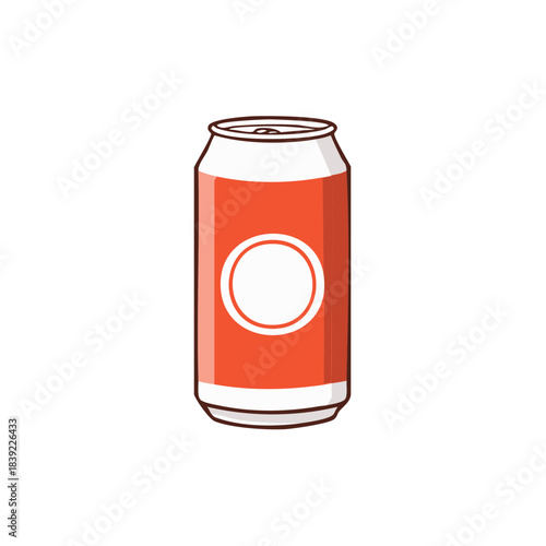 Illustrative Red and White Soda or Juice Can with a Clean Design for Beverages