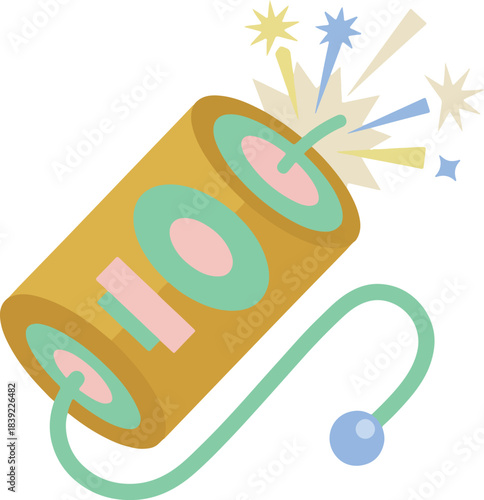 Cartoon Firecracker with Sparks