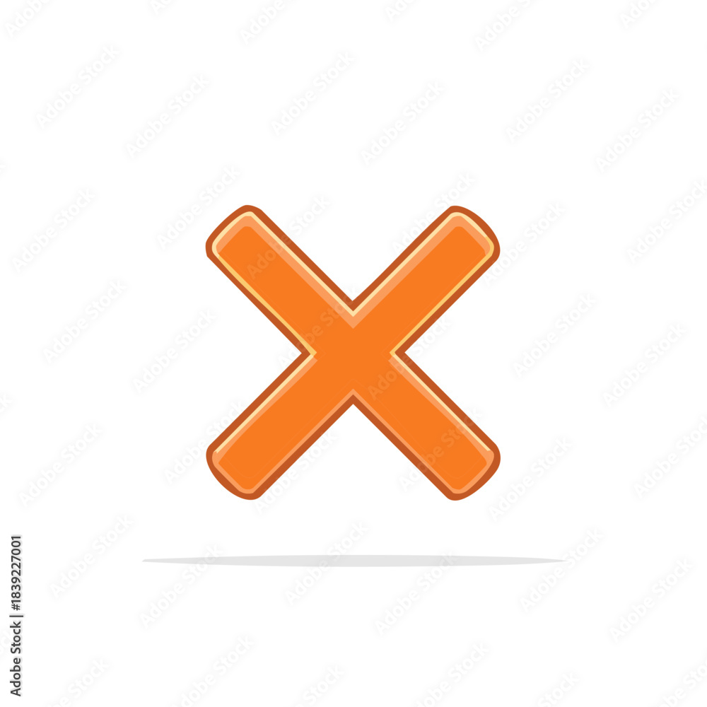 Obraz premium Orange Cartoon X Shape, Mark of Rejection, Negative Symbol, Cancellation