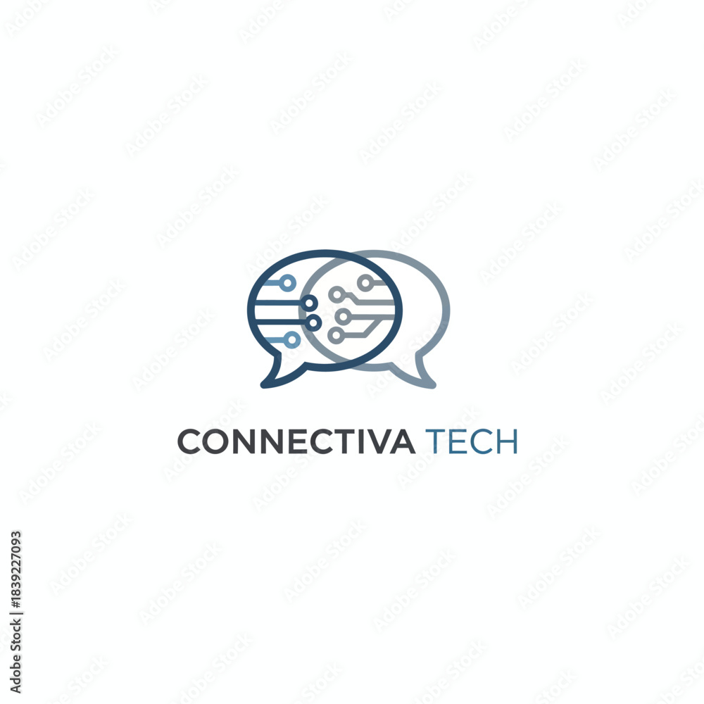Obraz premium Connectiva Tech Circuit Board Chat Bubble Logo