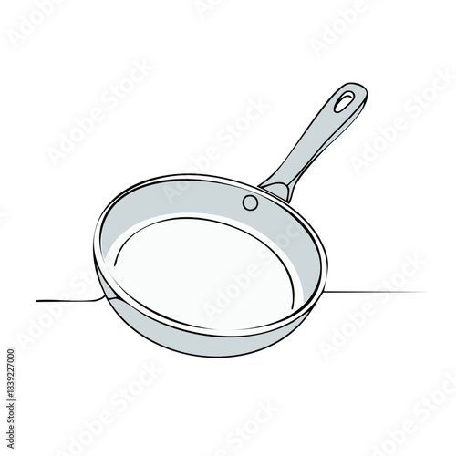 Sleek Frying Pan Skillet Kitchen Utensil Outline Illustration Food Preparation Cookware