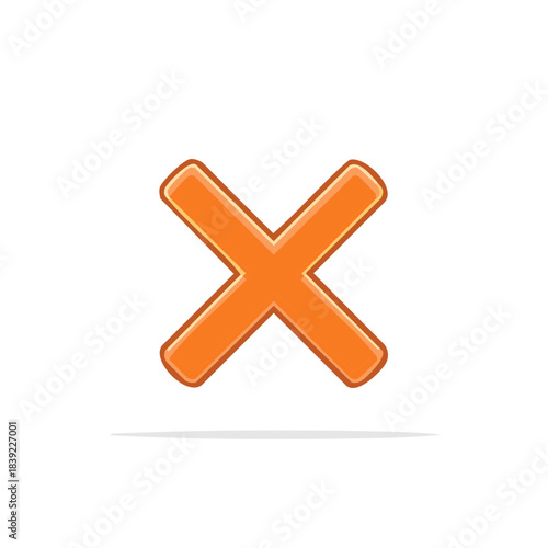 Orange Cartoon X Shape, Mark of Rejection, Negative Symbol, Cancellation