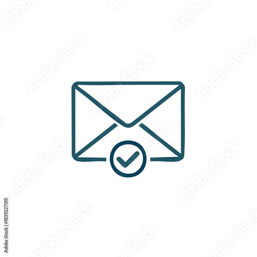 Email Envelope with Check Mark Icon for Successful Delivery Confirmation