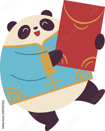 Panda Holding Red Envelopes for Chinese New Year