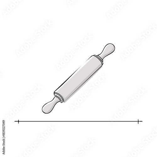 Floating Rolling Pin for Baking and Pastry Illustration Single Culinary Utensil Concept