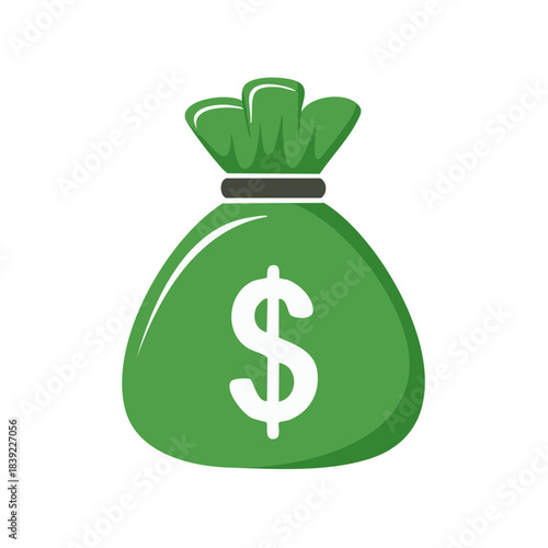 Green Money Bag Graphic with Dollar Sign Depiction of Finance