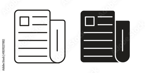 News icons in line designs. solid silhouette style in black