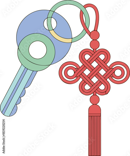 The key is attached with a Chinese knot.