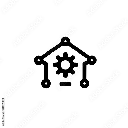 Simple house gear icon vector design representing system and maintenance concept inside home form