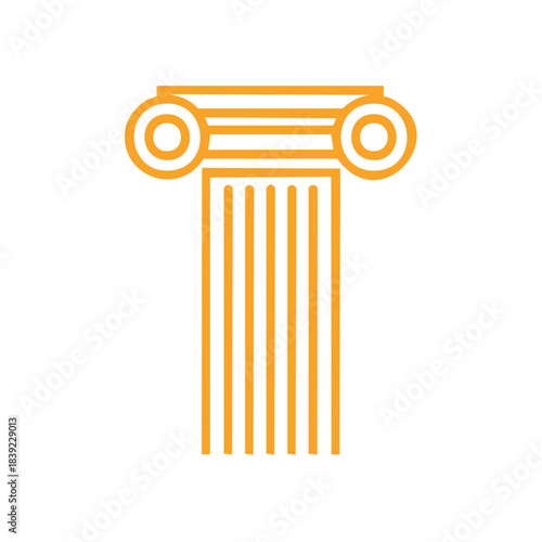 Minimalist golden Greek Ionic column vector icon ancient architecture element