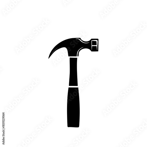 Isolated Claw Hammer Silhouette: Construction, Repair, and Carpentry Tool Concept