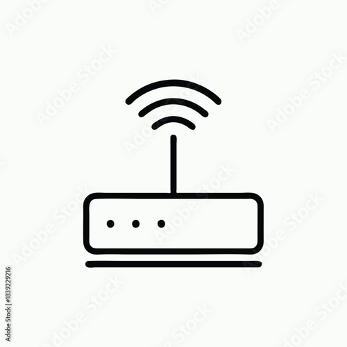  Minimal Line Icon of WiFi Router – Simple and Clear Design on White Background
