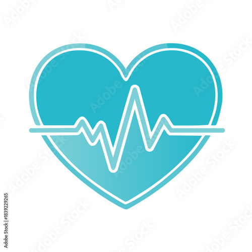 Blue Heart Symbol with Pulse Line, Health and Medical Icon, Cardiovascular System Illustration