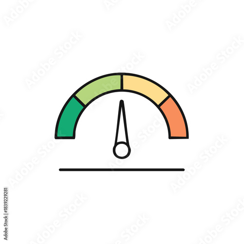 Abstract Speedometer Icon with Needle on Average Speed Gauge Illustration