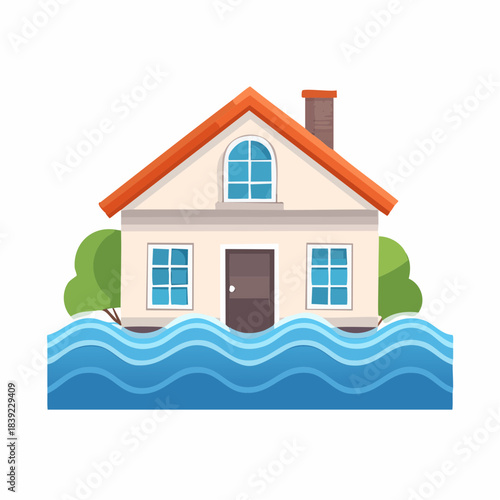 A home in floodwaters, symbolizing natural disaster property damage. Highlights the critical need for robust home insurance and emergency preparedness against water risks