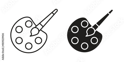 Paint icons in line designs. solid silhouette style in black