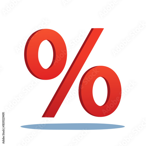 Bold Red Percentage Sign Symbolizing Discounts, Sales and Offers