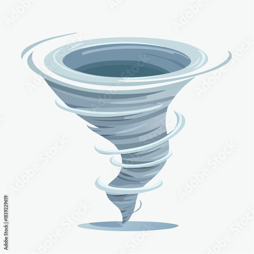 Tornado illustration of a powerful vortex of wind and debris, symbolizing destructive weather phenomena