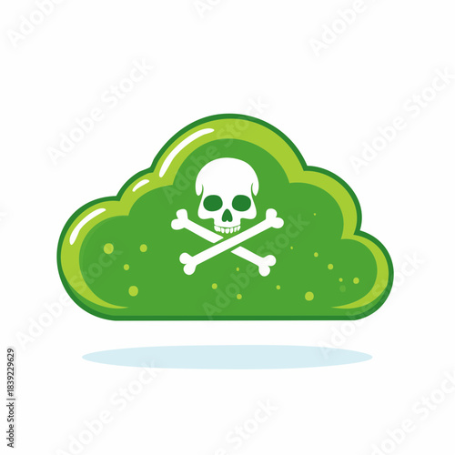Poisonous Cloud With Skull and Crossbones Symbol Representing Toxic Danger or Hazardous Environment