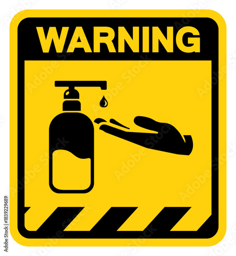 Use Hands Sanitizer Warning Sign, Vector Illustration, Isolate On White Background Label. EPS10