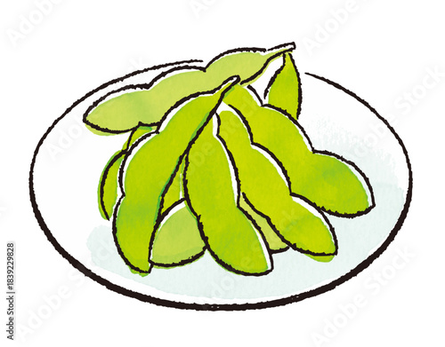 手描き風の枝豆イラスト（おつまみ・和食）