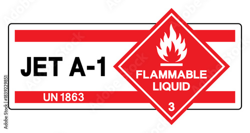 Jet A-1 UN 1863 Symbol Sign, Vector Illustration, Isolate On White Background, Label.EPS10
