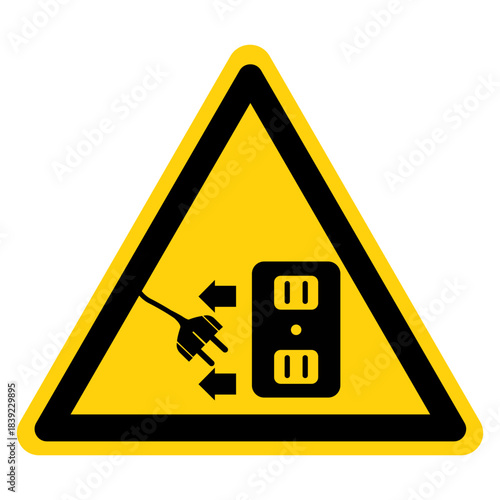 Disconnect Mains Plug From Electrical Outlet Symbol Sign,Vector Illustration, Isolated On White Background LabelEPS10