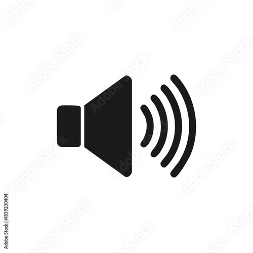 Volume symbol depicts sound waves emanating outward illustration