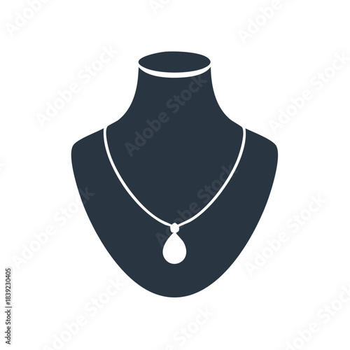 Pendant Necklace Displayed on Mannequin Torso, Stylish Jewelry Illustration, Jewelry Stand