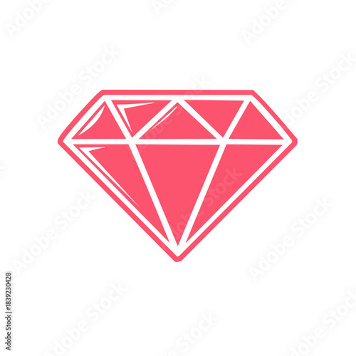 Stylized Diamond Illustration in Pink and White for Jewelry Design and Luxury Concepts