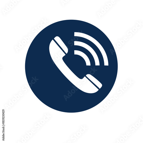 Telephone Receiver Icon with Sound Waves in a Circle Sign Communication Hotline Support Assistance
