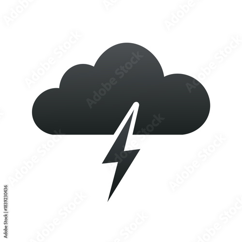 Stylized dark cloud with a lightning bolt symbol representing a storm