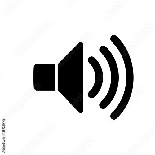 Loud Speaker with Sound Waves Simple Flat Design Icon, Broadcast Volume Adjustment