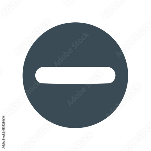 A gray circle containing a horizontal white dash represents deletion or negative concept