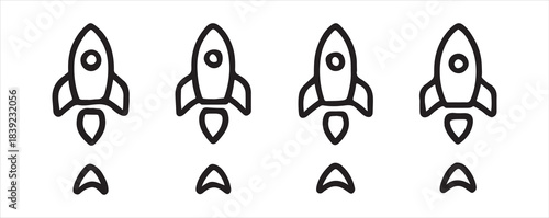 Solid Black Rocket Silhouette Glyph for App Buttons
