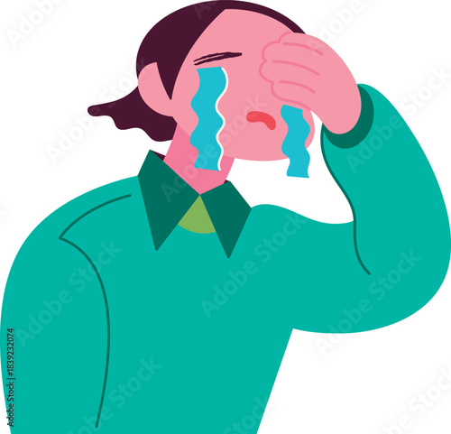 顔押さえて泣いている人のイラスト person who cries