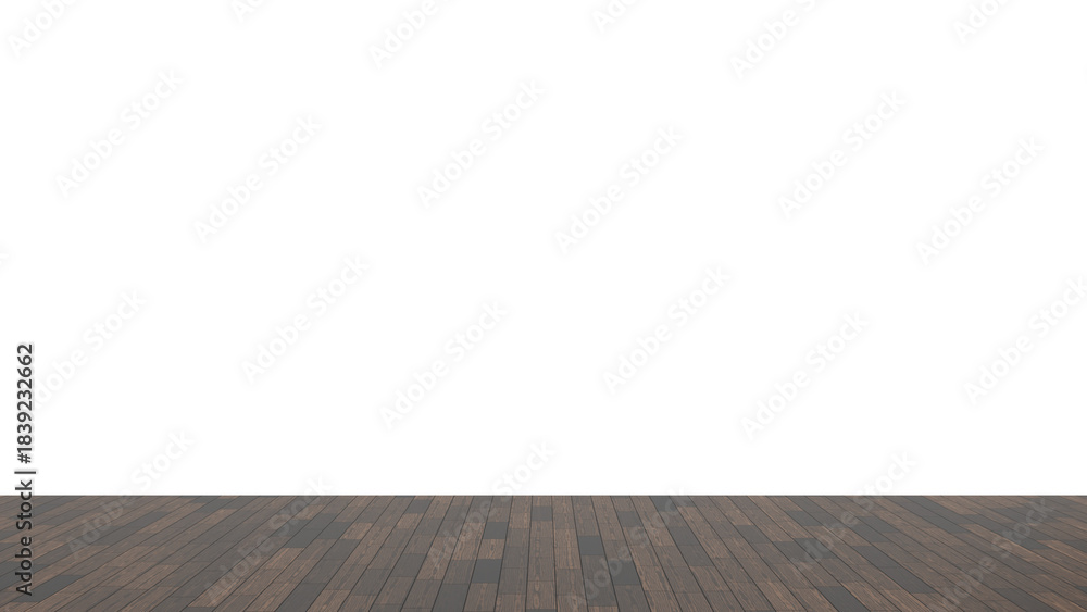 Fototapeta premium 3D Render a wooden floor with a white wall in the background