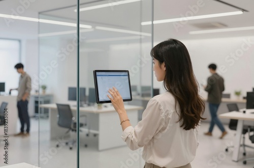 business woman in front of a whiteboard