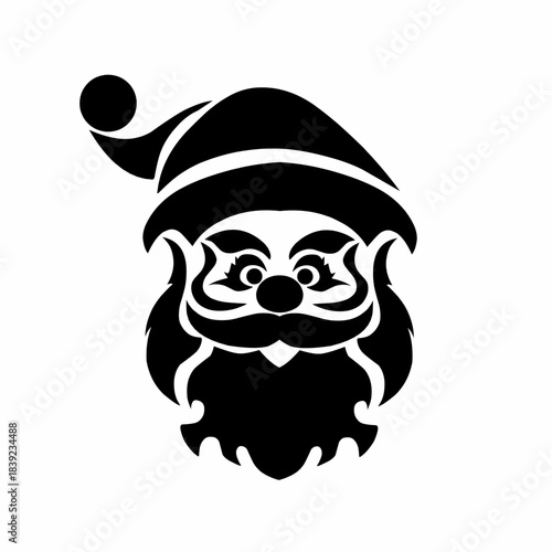 Santa Claus Face Silhouette Festive Christmas Vector Illustration