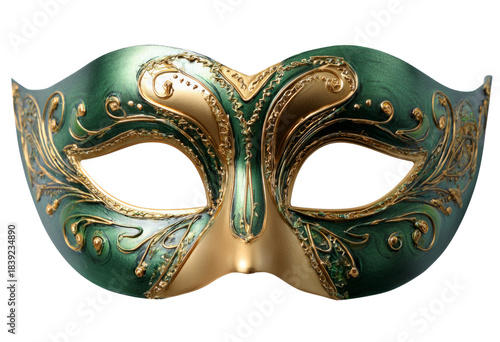 Emerald Green and Gold Venetian Mask for Masquerade