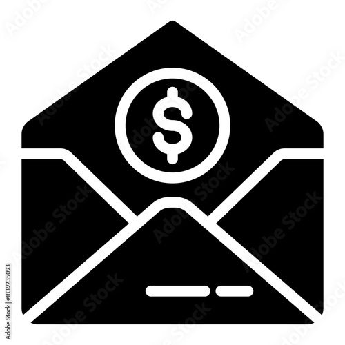 Business Money Deposit Envelope Icon from Curriculum Vitae Icon Collection (Glyph style)