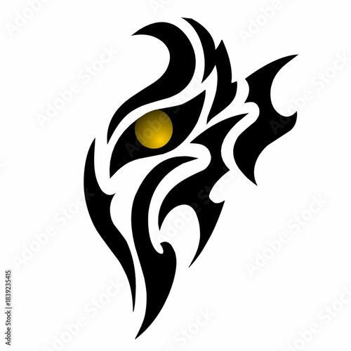 Tribal Eye Illustration with Golden Glow Abstract Vector Design