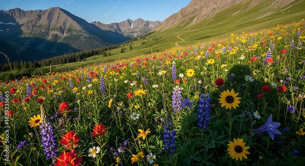 Obraz premium Vibrant Wildflower Meadow in Colorados High Country.