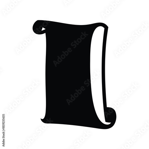 Black silhouette of an unfurled scroll ready for ancient text or modern message