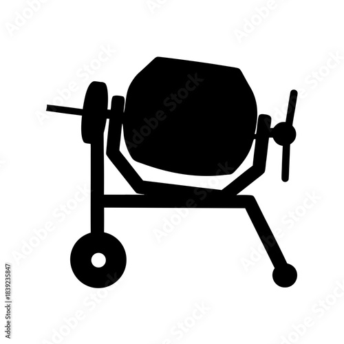 Silhouette of a concrete mixer machine on a for construction projects